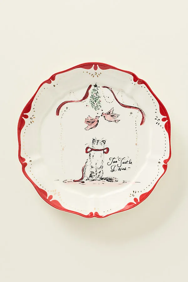 Sarah Writes In Ink 12 Days of Christmas Dessert Plates - Red by Anthropologie