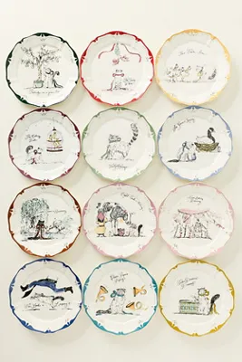 Sarah Writes In Ink 12 Days of Christmas Dessert Plates by Anthropologie, alternate view