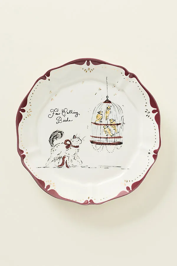 Sarah Writes In Ink 12 Days of Christmas Dessert Plates by Anthropologie