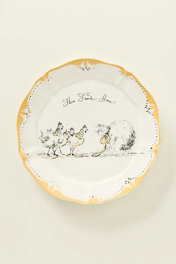 Sarah Writes In Ink 12 Days of Christmas Dessert Plates - Yellow by Anthropologie