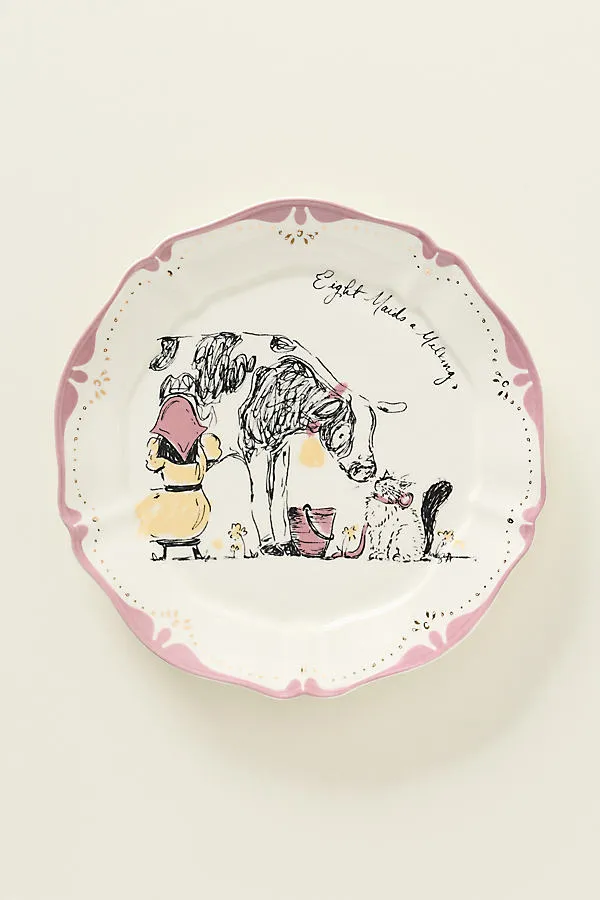 Sarah Writes In Ink 12 Days of Christmas Dessert Plates by Anthropologie
