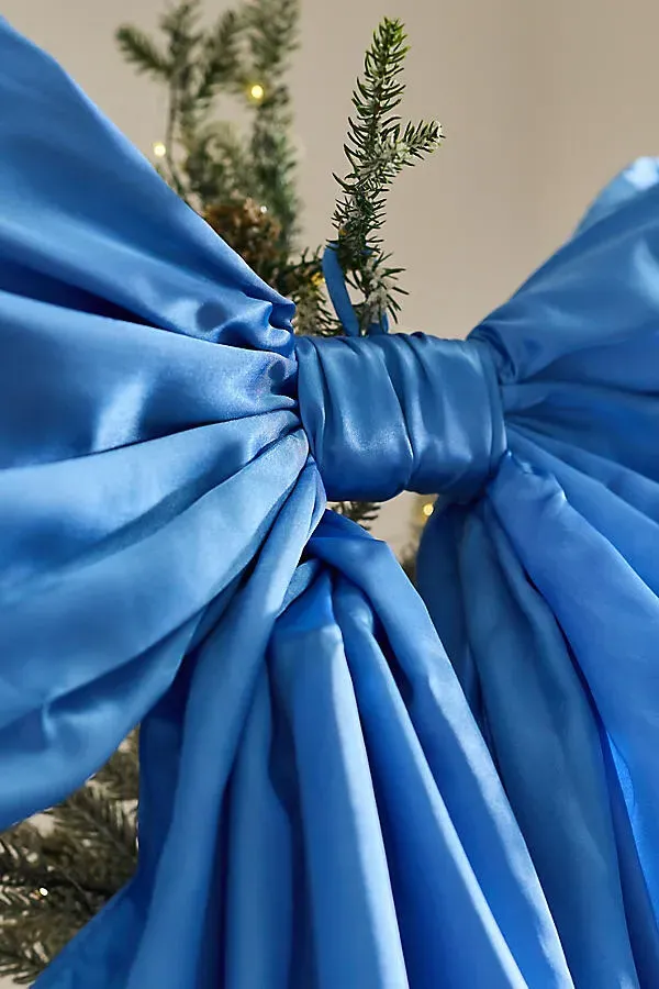 Satin Bow Tree Topper - Blue, Polyester by Anthropologie, image 2