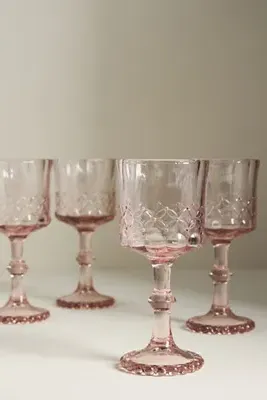 Savannah Set of 4 Wine Glasses - Cut Glass by Anthropologie, alternate view