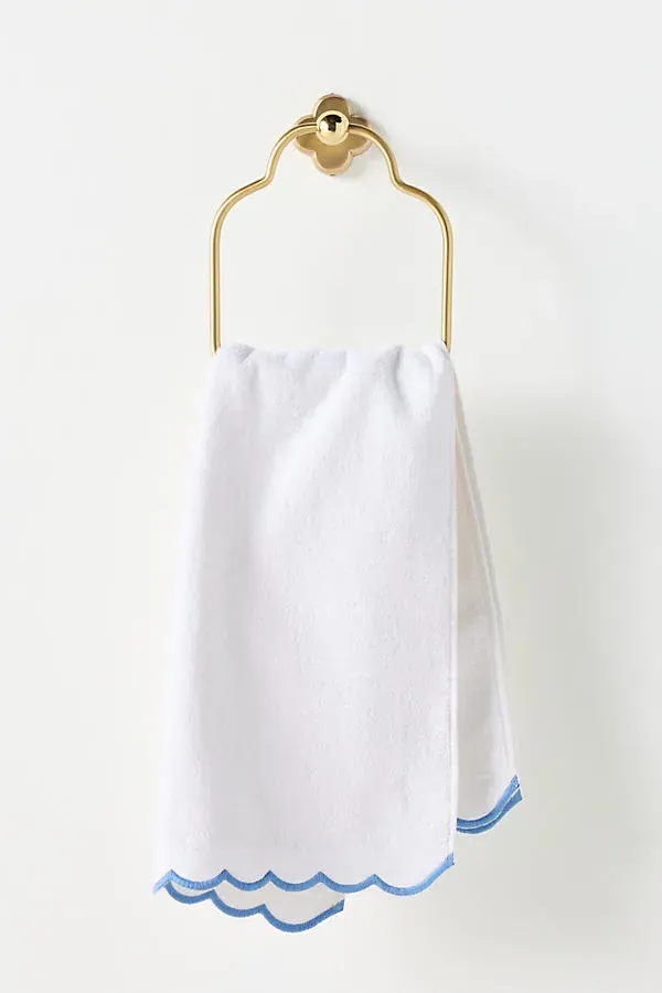 Scallop Edge Hand Towels - Blue, Cotton product