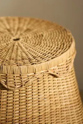 Scallop Wicker Lidded Hamper - Beige, Rattan product