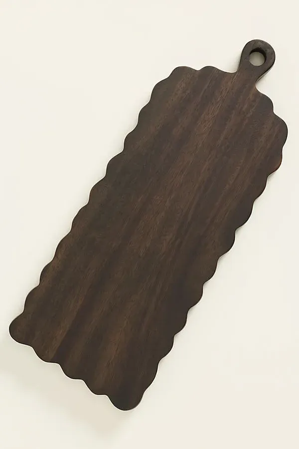 Scalloped Cheeseboard - Black, Acacia Wood by Anthropologie