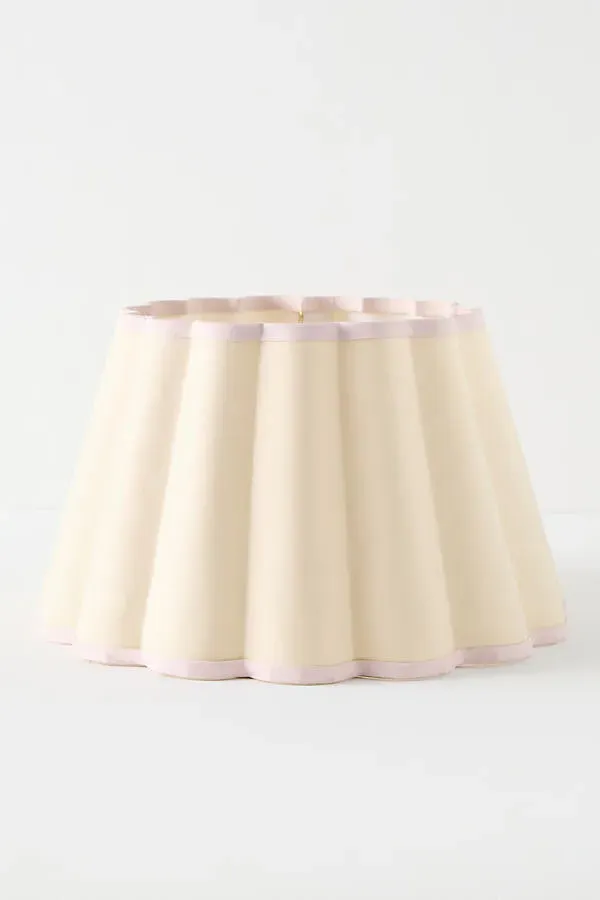 Scalloped Empire Lampshade 12" - Pink, Cotton by Anthropologie