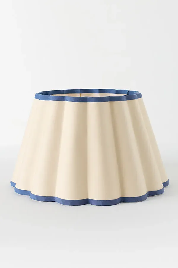 Scalloped Empire Lampshade 16" - Blue, Cotton by Anthropologie