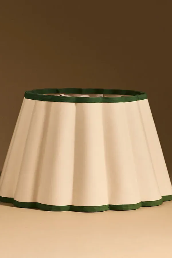 Scalloped Empire Lampshade 16" - Green, Cotton by Anthropologie