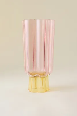 Scalloped Footed Glass Vase - Pink, Multicoloured Glass product