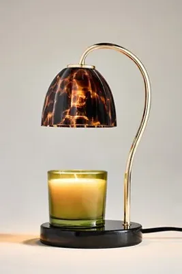 Scalloped Glass Candle Warmer Lamp - Brown by Anthropologie, alternate view