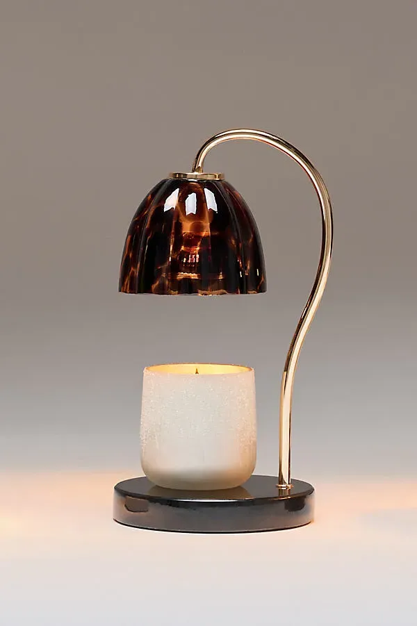 Scalloped Glass Candle Warmer Lamp - Brown by Anthropologie