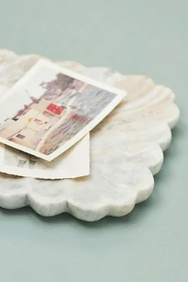 Scalloped Tray - Beige, Marble by Anthropologie, image 2