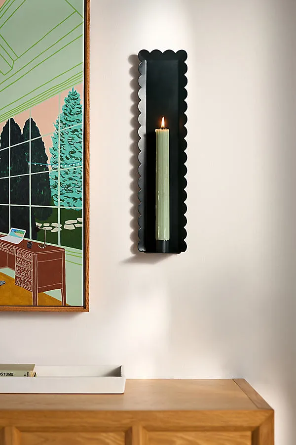 Scalloped Wall Sconce Candle Holder - Green, Iron by Anthropologie