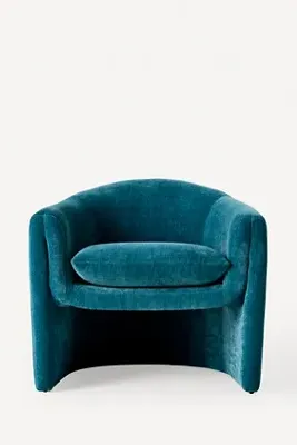 Sculptural Barrel Back Chair - Blue, Polyester product