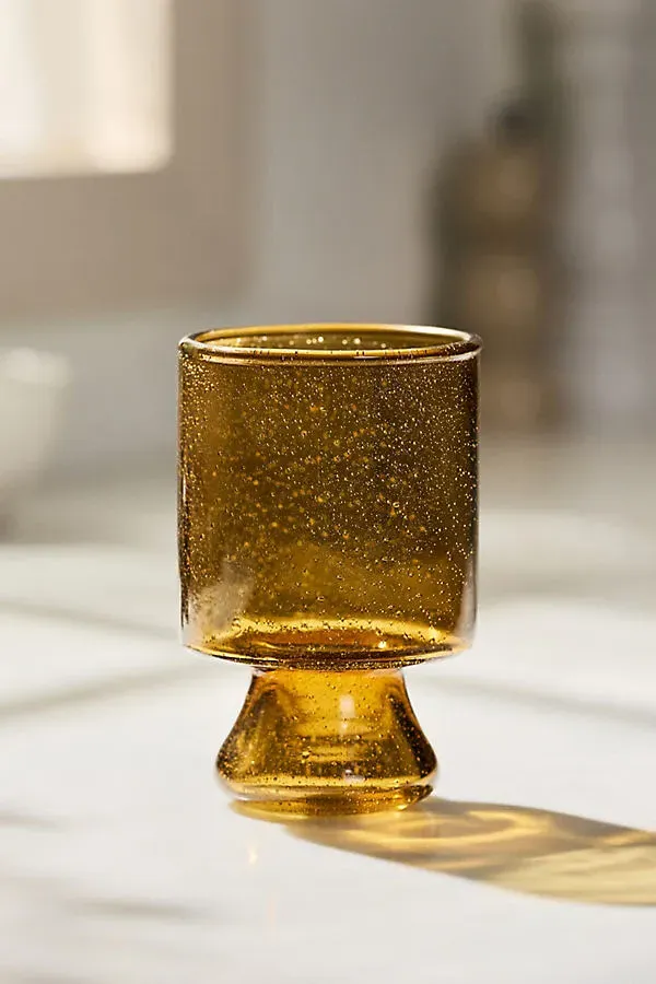 Seeded Goblet Glass - Brown, Hand-Blown Glass by Anthropologie
