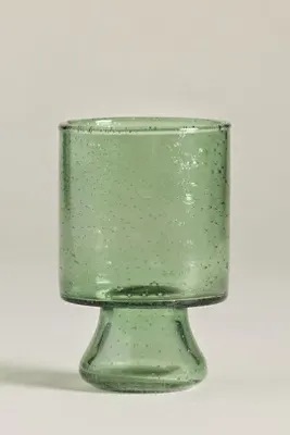 Seeded Goblet Glass - Green, Hand-Blown Glass by Anthropologie, alternate view