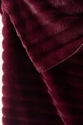 Selena Double-Sided Faux Fur Throw Blanket - Red, Polyester by Anthropologie, image 2