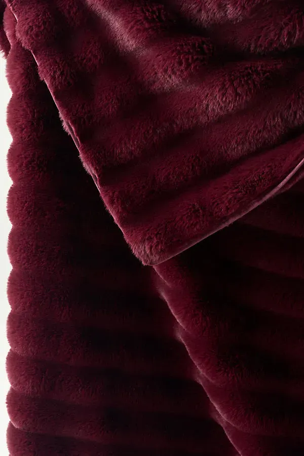 Selena Double Sided Faux Fur Throw - Red, Polyester alternate view