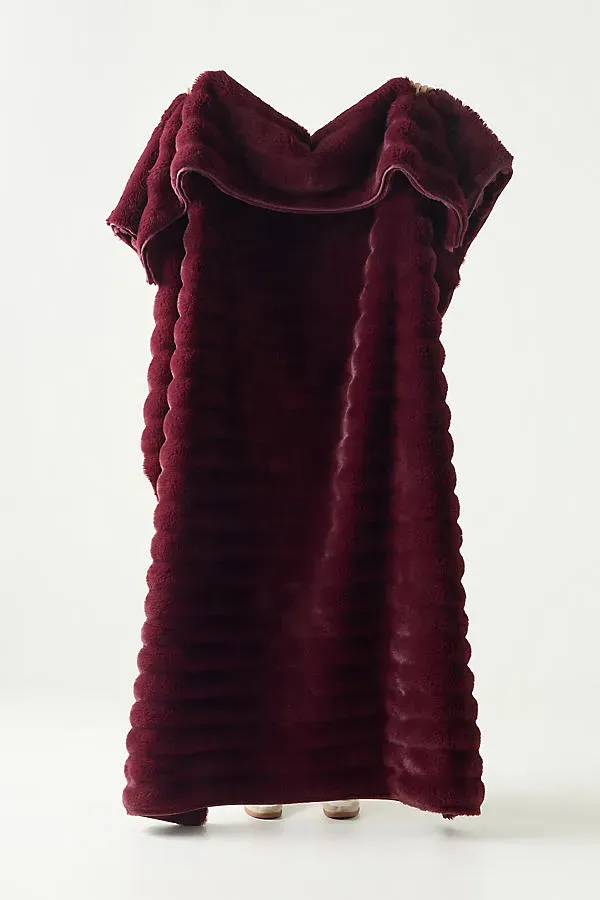 Selena Double Sided Faux Fur Throw - Red, Polyester product