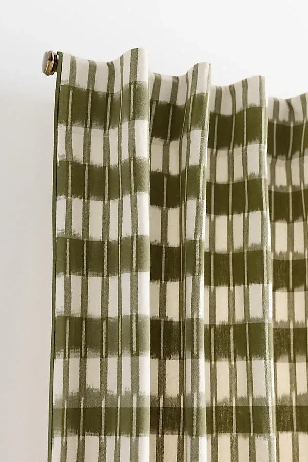 Selma Striped Curtain - Green, Cotton product