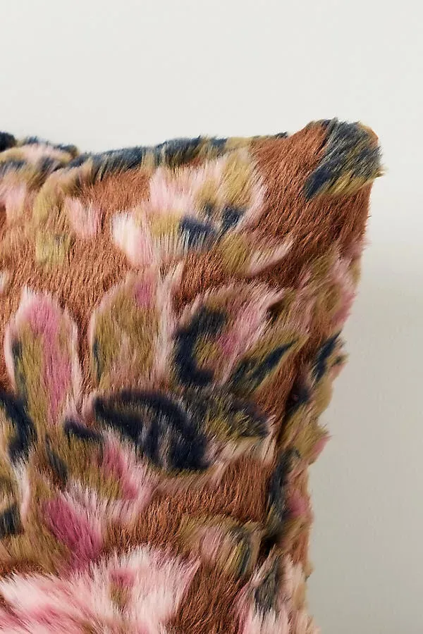 Seren Floral Jacquard Faux Fur Pillow - Orange product