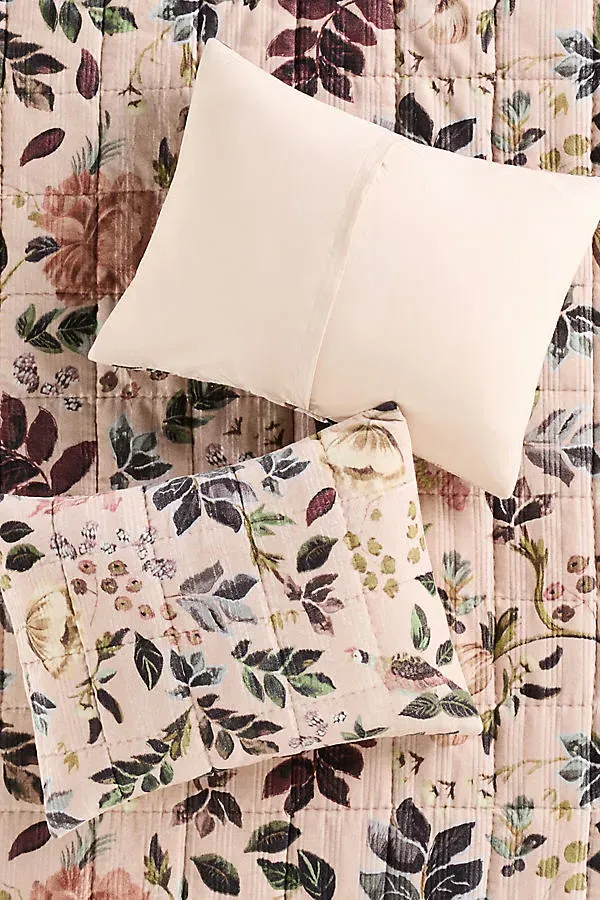 Seren Floral Queen Size Pillowcases Set of 2 - Purple, Velvet product