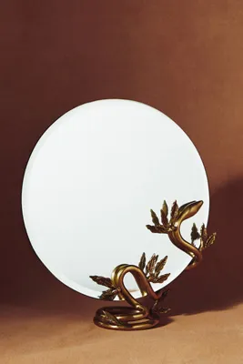 Serpent Snake Tabletop Vanity Mirror - Gold, Brass product