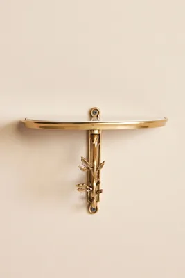 Serpentine Marble Shelf - Brown, Brass product