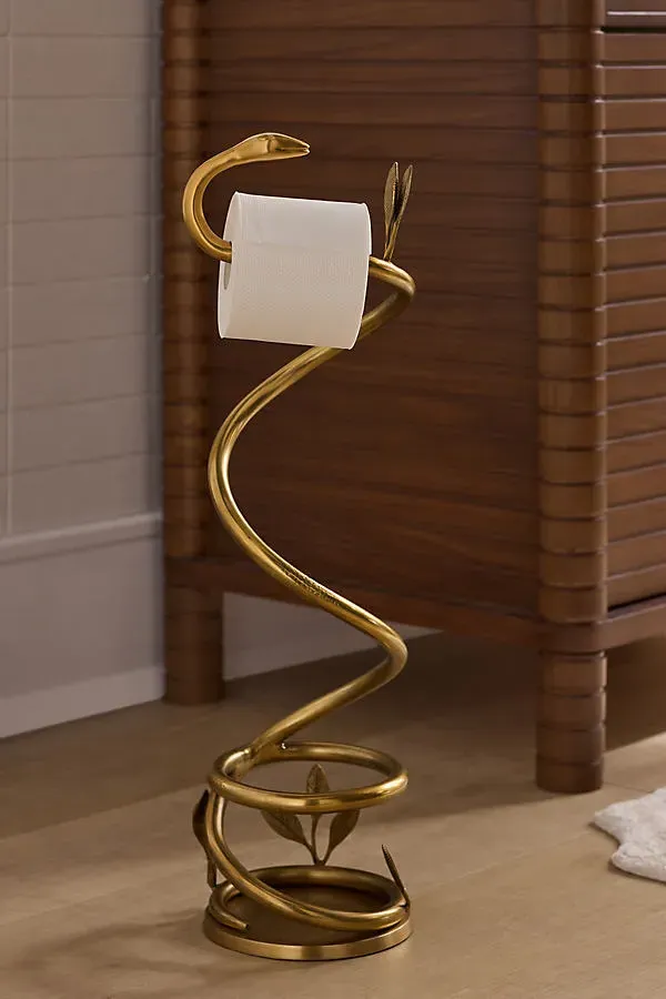 Serpentine Standing Toilet Paper Holder - Gold, Brass product