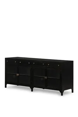 Shadow Box Glass-Door Iron Media Console - Black product