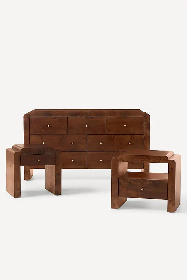 Shura Burl Wood Nightstand - Brown product