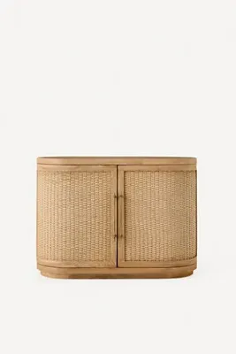 Sienna Oak Woven Entryway Cabinet - Brown, Rattan product