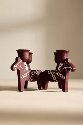 Siffer Horse Candle Holder - Red, Polyresin by Anthropologie, alternate view