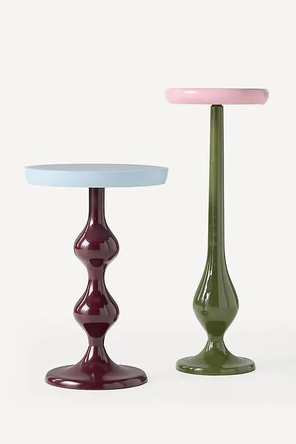 Siggies Round Drink Table - Blue, Aluminum by Anthropologie