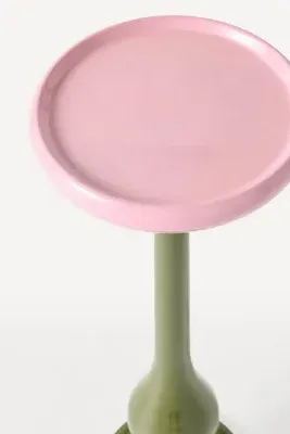 Siggies Round Drink Table - Pink, Aluminum by Anthropologie, alternate view