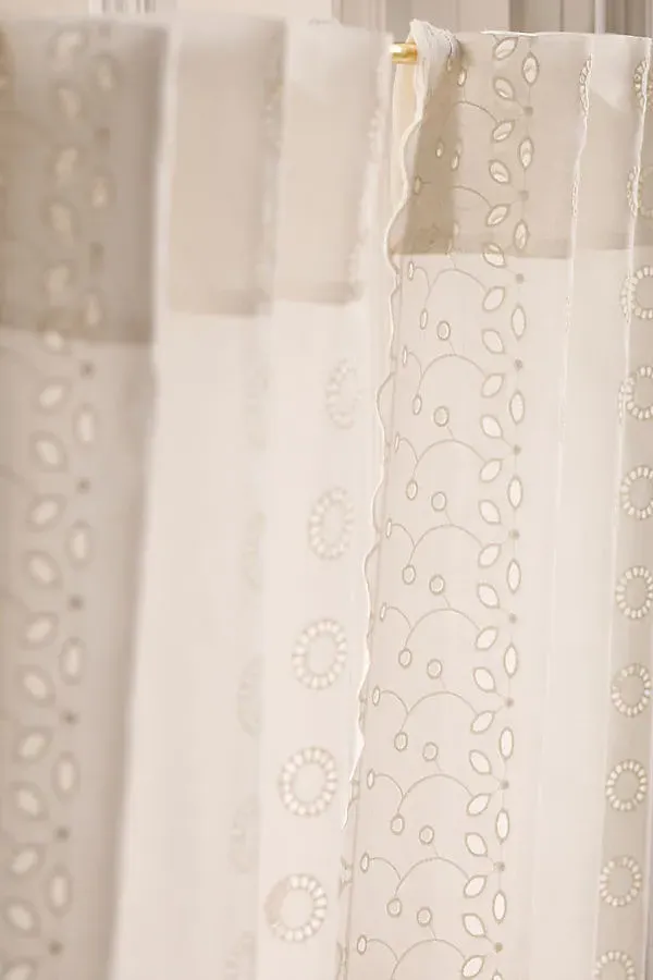 Sigrid Scalloped Cafe Curtain Set of 2 - White, Cotton by Anthropologie, alternate view