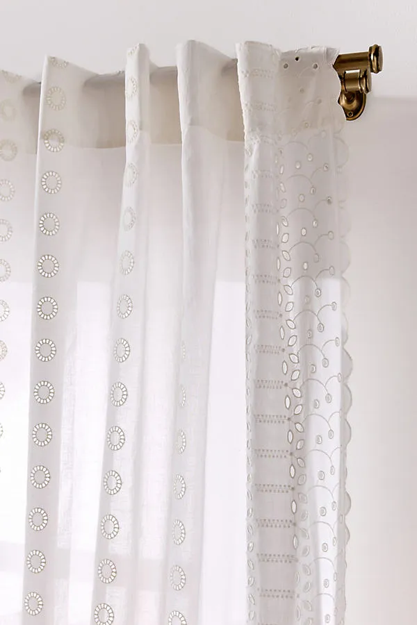 Sigrid Sheer Scalloped Curtain - White, Cotton product