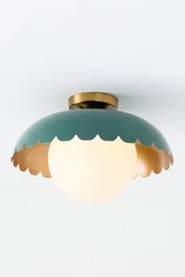 Simone Scalloped Globe Flush Mount - Green, Glass product