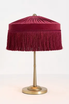 Sinclair Fringe Table Lamp - Red, Velvet product