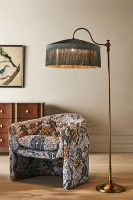 Sinclair Tassel-Fringed Floor Lamp - Grey, Velvet by Anthropologie, image 2