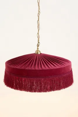 Sinclair Tassel-Fringed Pendant - Red, Velvet product