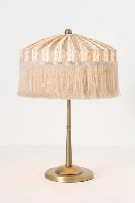 Sinclair Tassel-Fringed Table Lamp - Green, Linen product