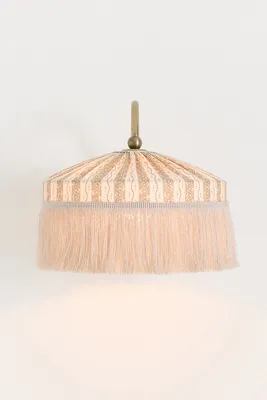 Sinclair Tassel-Fringed Wall Sconce - Beige, Linen product