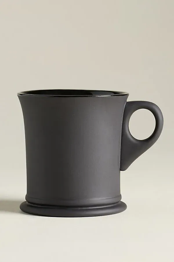 Sir Madam Barber's Mugs Set of 2 - Black, Stoneware by Anthropologie