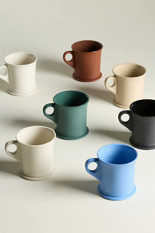 Sir Madam Barber's Mugs Set of 2 - Blue, Stoneware by Anthropologie
