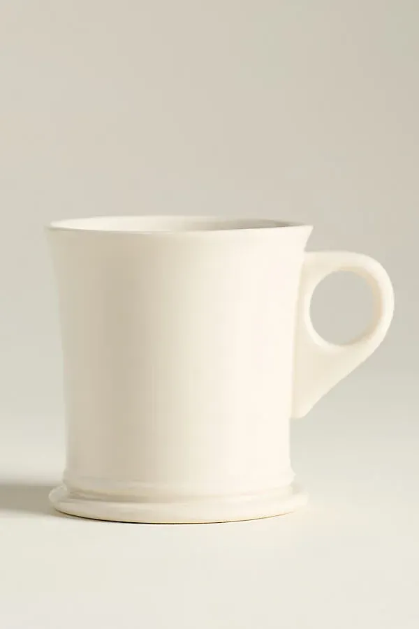 Sir Madam Barber's Mugs Set of 2 - Ivory, Stoneware by Anthropologie