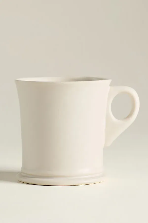 Sir Madam Barber's Mugs Set of 2 - Ivory, Stoneware by Anthropologie
