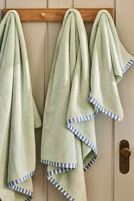 Sloane Stripe Trim Towel Collection - Blue, Cotton product
