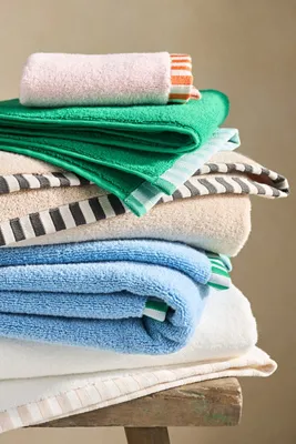 Sloane Stripe Trim Wash Cloths Set of 2 - Green, Cotton product